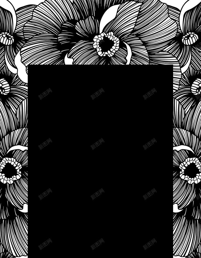 黑色线描花卉h5背景psd设计背景_新图网 https://ixintu.com h5背景 卡通 手绘 文艺 童趣 线描 花卉 黑色