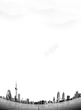 黑白城市建筑海报背景背景