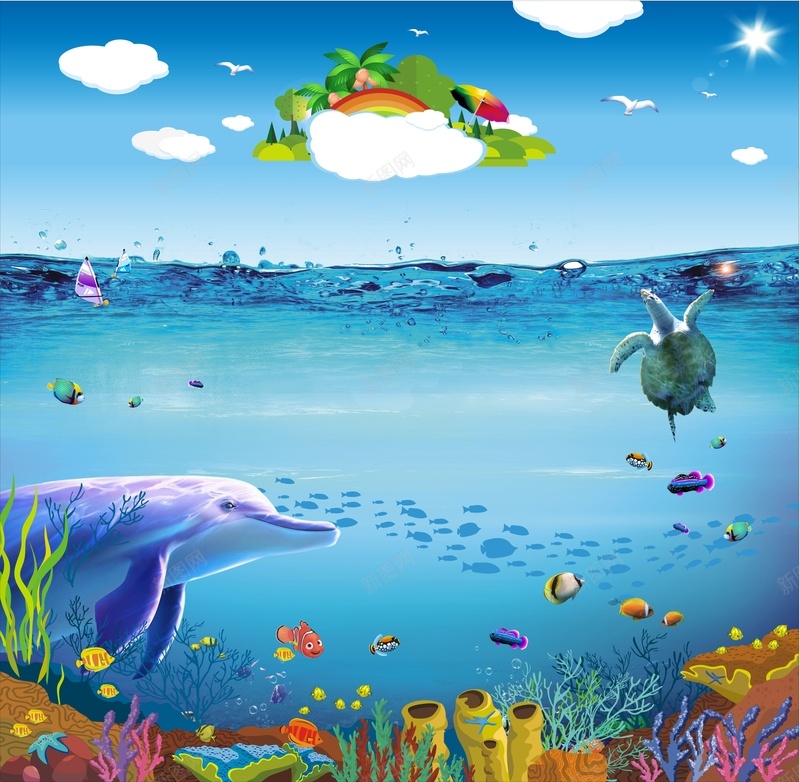 海洋童趣卡通儿童活动宣传海报背景cdr设计背景_新图网 https://ixintu.com 儿童活动 卡通 宣传 手绘 海洋 童趣 蓝色