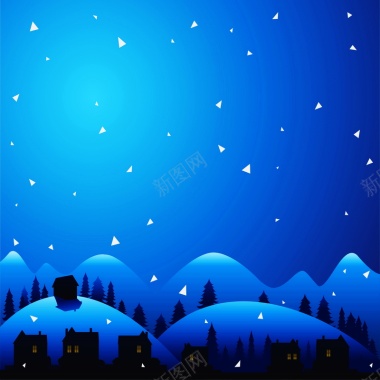 下雪的夜晚背景矢量图背景