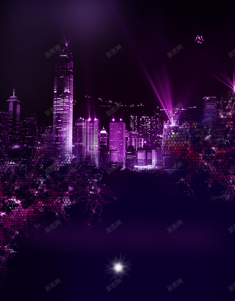 紫色梦幻城市背景psd设计背景_新图网 https://ixintu.com 商业 商务 城市 大气 梦幻 科幻 科技 简约 紫色