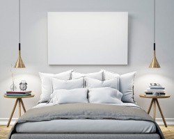 国外床效果图白色装饰卧室床四件套海报背景高清图片