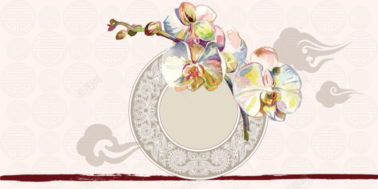 古典传统花纹中国风海报背景矢量图背景