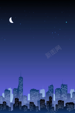 矢量卡通唯美城市夜景霓虹背景背景