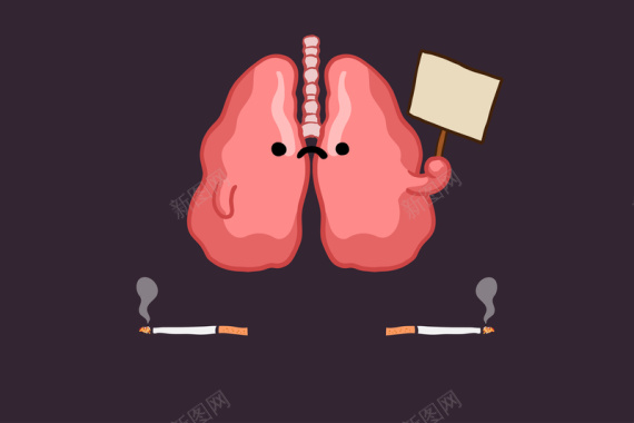 手绘风格肺部禁烟宣传背景图矢量图背景