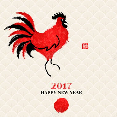 2017鸡年红公鸡中国风背景背景