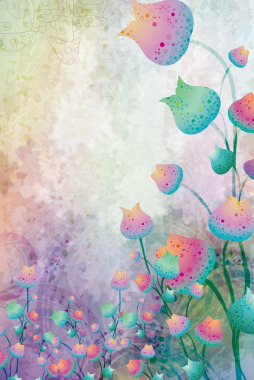 彩色水彩手绘时尚花卉海报背景矢量图背景