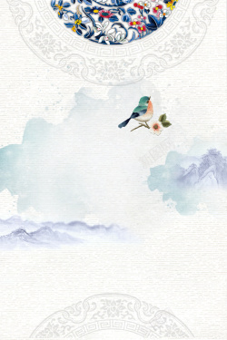 成衣刺绣中国风海报背景高清图片