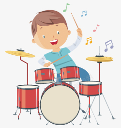 音符插图可爱人物插图打鼓的小男孩高清图片