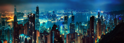 城市摩天大楼香港繁华夜景风光全景摄影高清图片