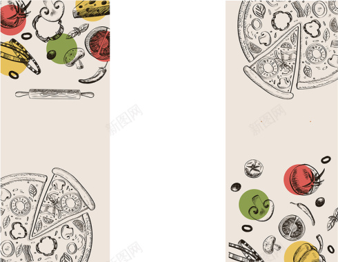 欧式披萨广告详情页手绘矢量背景背景