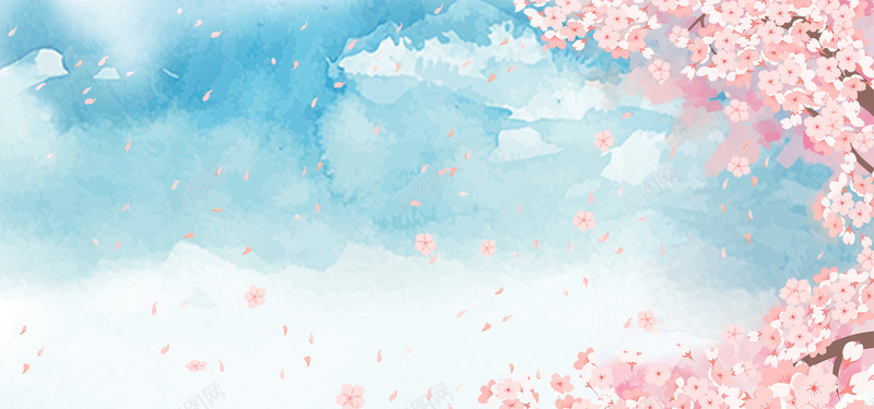 粉色小火箭浪漫日本樱花节主题背景图背景