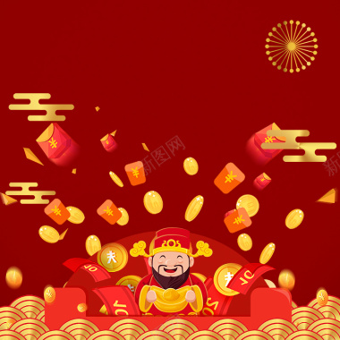 新年红色中国风喜庆春节PSD分层主图背景