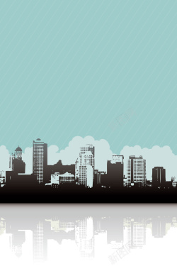 工业城市剪影手绘线描剪影城市建筑背景矢量图高清图片