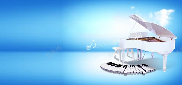 音符白色钢琴音乐背景背景