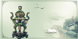 中国风硬币水墨古玩历史文化宣传海报背景高清图片