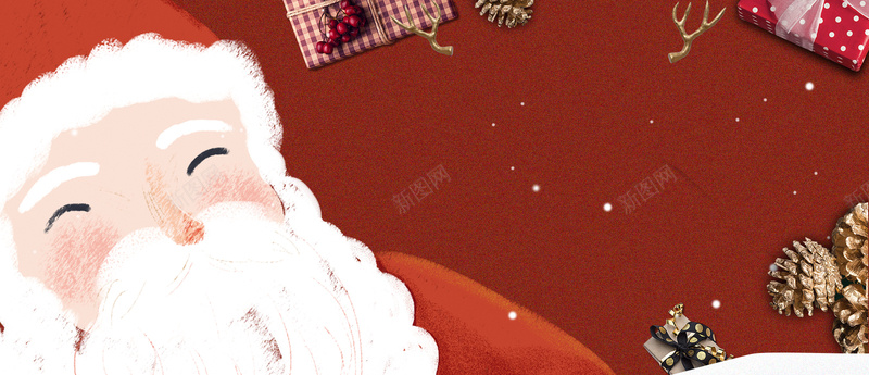 圣诞老人文艺礼盒松果红色bannerpsd设计背景_新图网 https://ixintu.com 元旦 元旦快乐 双蛋狂欢 圣 圣诞元素 圣诞快乐 圣诞树 圣诞海报 圣诞狂欢 圣诞老人 圣诞节 新年