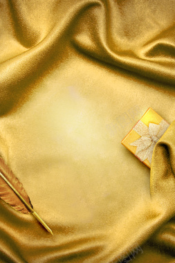 金色质感情人节丝绸礼盒背景背景