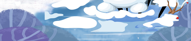 冬季雪人背景图psd设计背景_新图网 https://ixintu.com 天空 房屋 手绘背景图 森林 背景图 雪人