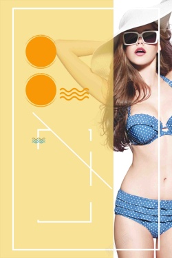夏日焕新时尚简约夏天泳装清新美女海报背景模板高清图片