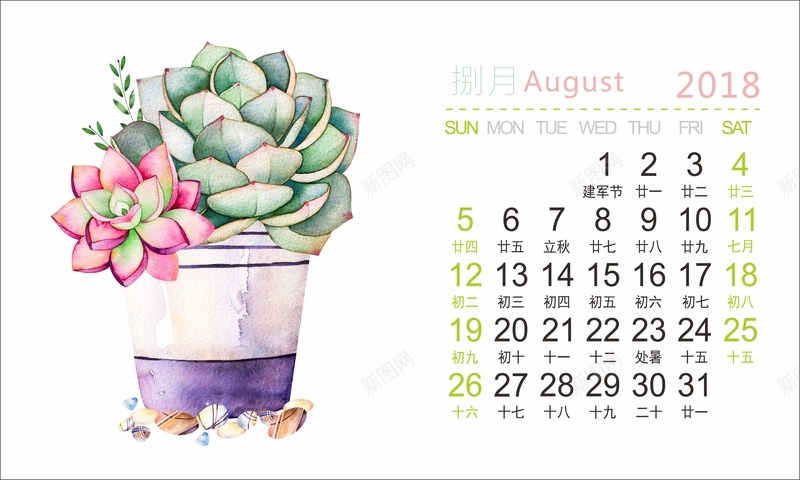 18年手绘多肉植物清新台历8月份背景图片免费下载 素材7mzvkpuaq 新图网 18年手绘多肉植物清新台历8月份背景图片免费下载 素材7mzvkpuaq 新图网
