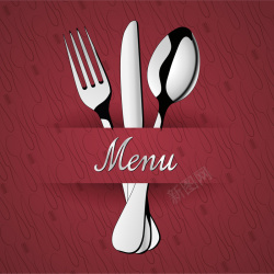 欧式简约红色西餐厅菜单背景矢量图海报