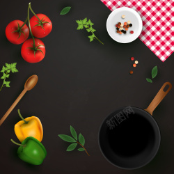 现代厨房蔬菜菜单封面背景矢量图海报