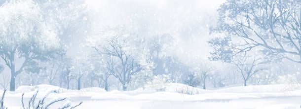 树林唯美雪景背景banner背景