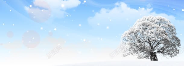 冬季羽绒服雪景清新唯美背景banner背景