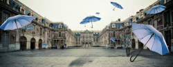 法国街头城市街头雨伞banner高清图片