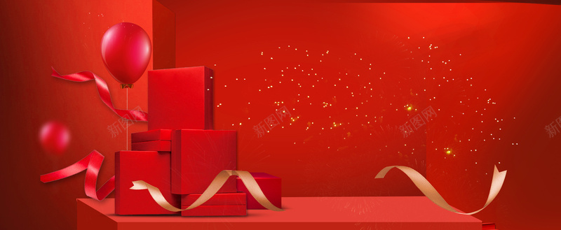 新年大礼包喜庆红色背景背景
