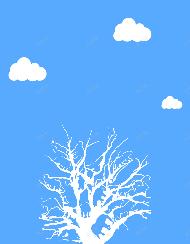 蓝蓝的天空下面一棵树jpg设计背景_新图网 https://ixintu.com 共生 动物 未来 树