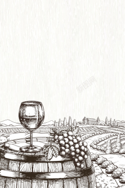手绘一串葡萄矢量欧式复古手绘红酒葡萄酒背景高清图片
