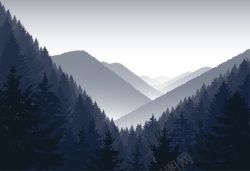 山谷插画高山树林风景背景模板矢量图高清图片