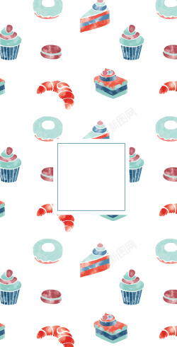 甜甜圈菜单水彩手绘风格西餐菜单海报背景矢量图高清图片