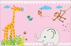 长颈鹿粉色动物插画形象墙背景高清图片