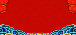 红色主题展板新年春节红色纹理云纹banner展板高清图片