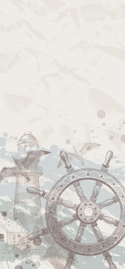 复古灯塔航海展架背景矢量图背景