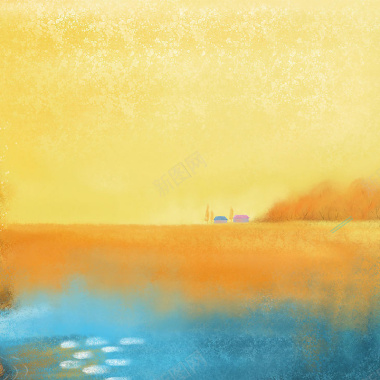 黄色田野油画背景背景