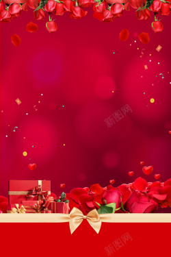 情人节特供红色艳丽玫瑰背景元素高清图片