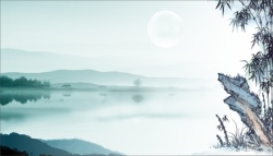 中国山水水墨装饰背景青色中国风山水背景高清图片