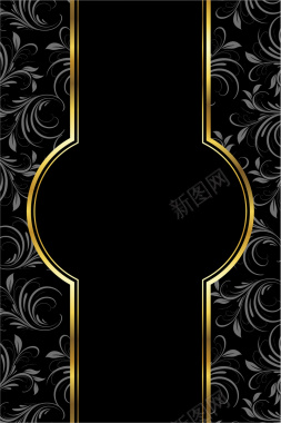 黑金花纹样式边框背景背景