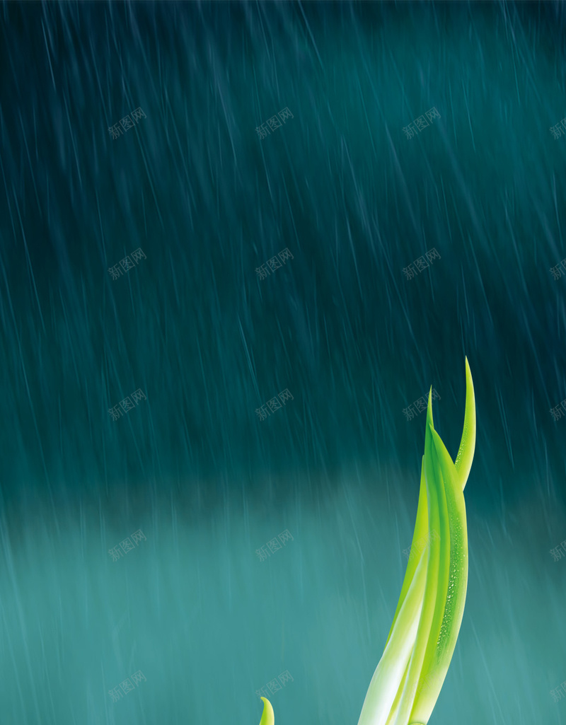 雨水中的绿芽H5背景psd设计背景_新图网 https://ixintu.com H5素材 PSD背景 植物 清新 笑容 简约 绿色 绿芽 蓝色背景 雨水 雨滴