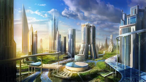 未来科幻城市插画背景