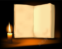 读书记忆做旧书籍几案蜡烛背景矢量图高清图片