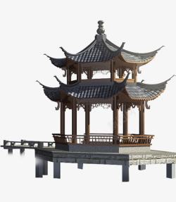 中国古典建筑古风湖上凉亭建筑高清图片