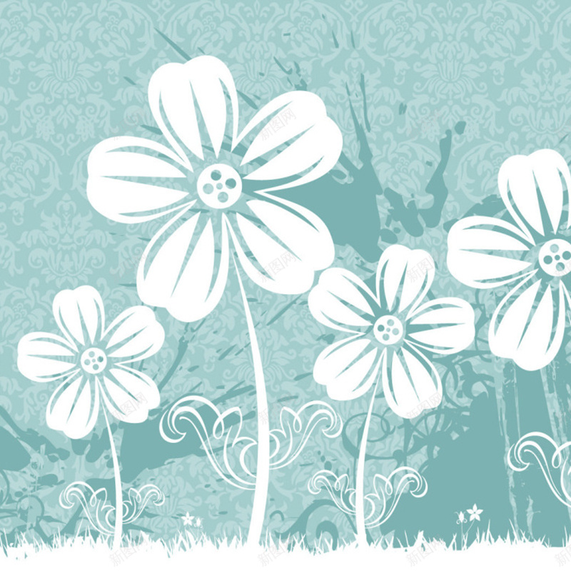 白色花朵蓝色底纹背景jpg设计背景_新图网 https://ixintu.com 主图 白色 纹理 花朵 蓝色 质感