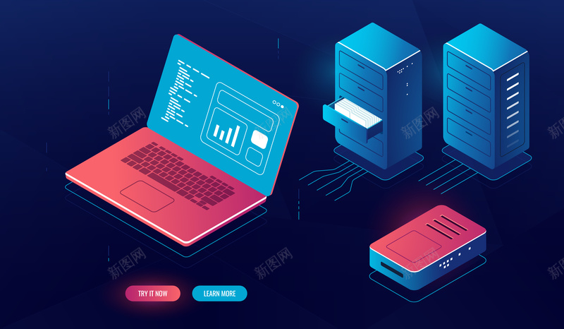 科技计算数据服务jpg设计背景_新图网 https://ixintu.com 数据 服务器 电脑 科技元素背景