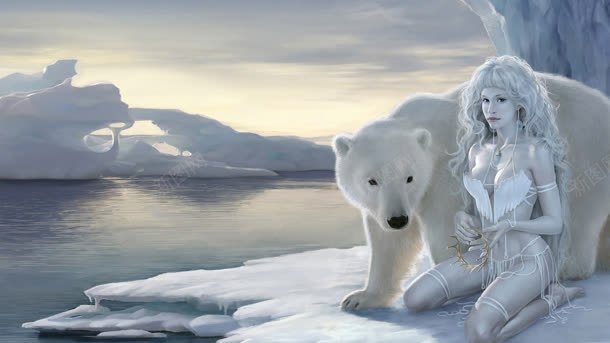冰天雪地熊和美女jpg设计背景_新图网 https://ixintu.com 冰天雪地 美女