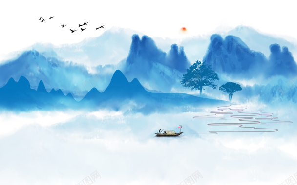 中国风山水展板1背景